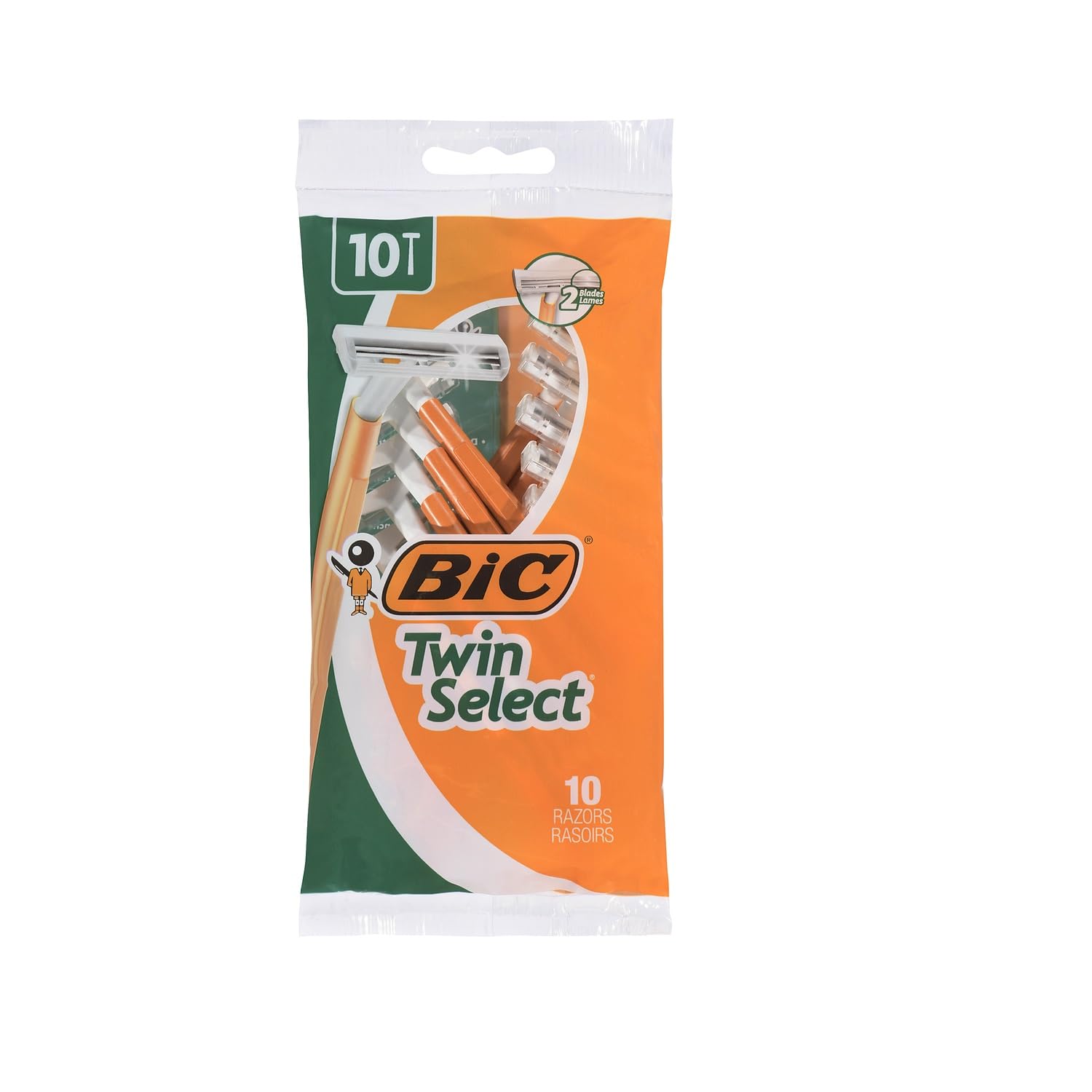 Bic Twin Select, Sensitive Skin, Disposable Shaver for Men, Pack of 12 (10 Razors Per Pack)