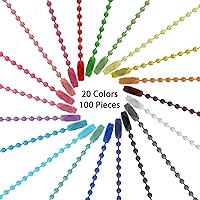 Vista 4 de Sannix 100 piezas de cadena de cuentas de bola, cadena metálica de etiqueta de perro a granel, cadena de llavero de bola de 4.72 pulgadas