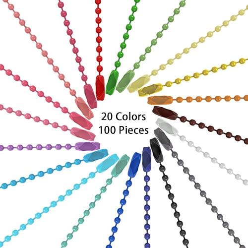 Miniatura 4 de SANNIX 100 cadenas de cuentas de bola, cadena de metal a granel para perro, cadena de bolas de 4.72 pulgadas con conectores para colgar decoración