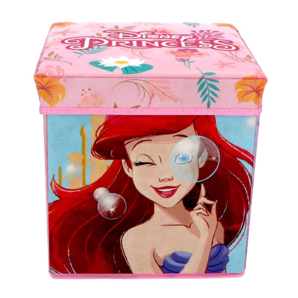 Puf infantil multifunción contenedor porta objetos para sentarse 30 cm (Princesas (1))