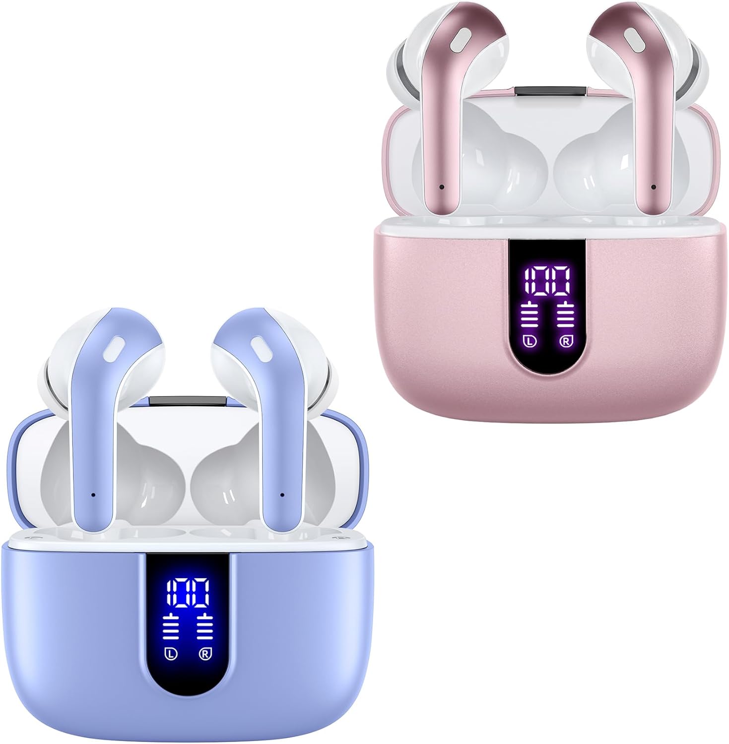 TAGRY 2 Sets X08 Pink and Purple Bluetooth Headphones True