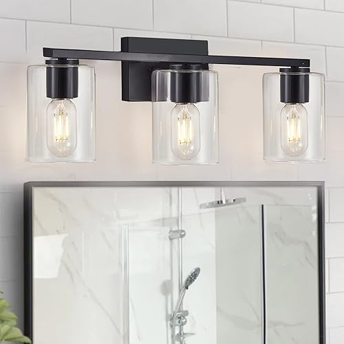 Miniatura 3 de 3 luces negras claras, modernas lámparas de tocador de baño sobre espejo, iluminación industrial de baño para dormitorio, cocina