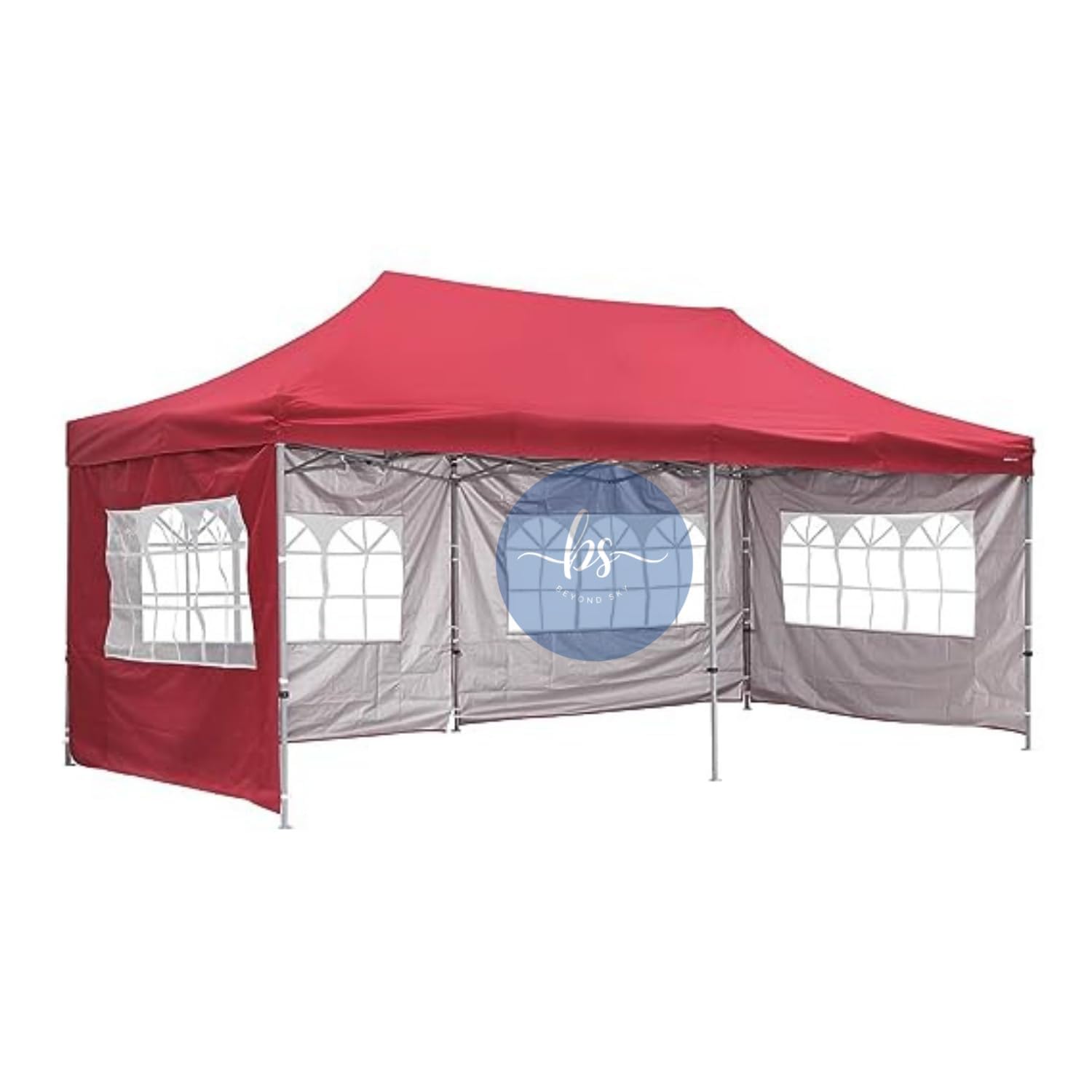 Beyond Sky 10x20 Ft Outdoor Pop-Up Canopy Tent with Sidewalls & Windows | Waterproof Folding Gazebo | Heavy-Duty Steel Frame for Event, Garden, Party, Market (Red)-image-26