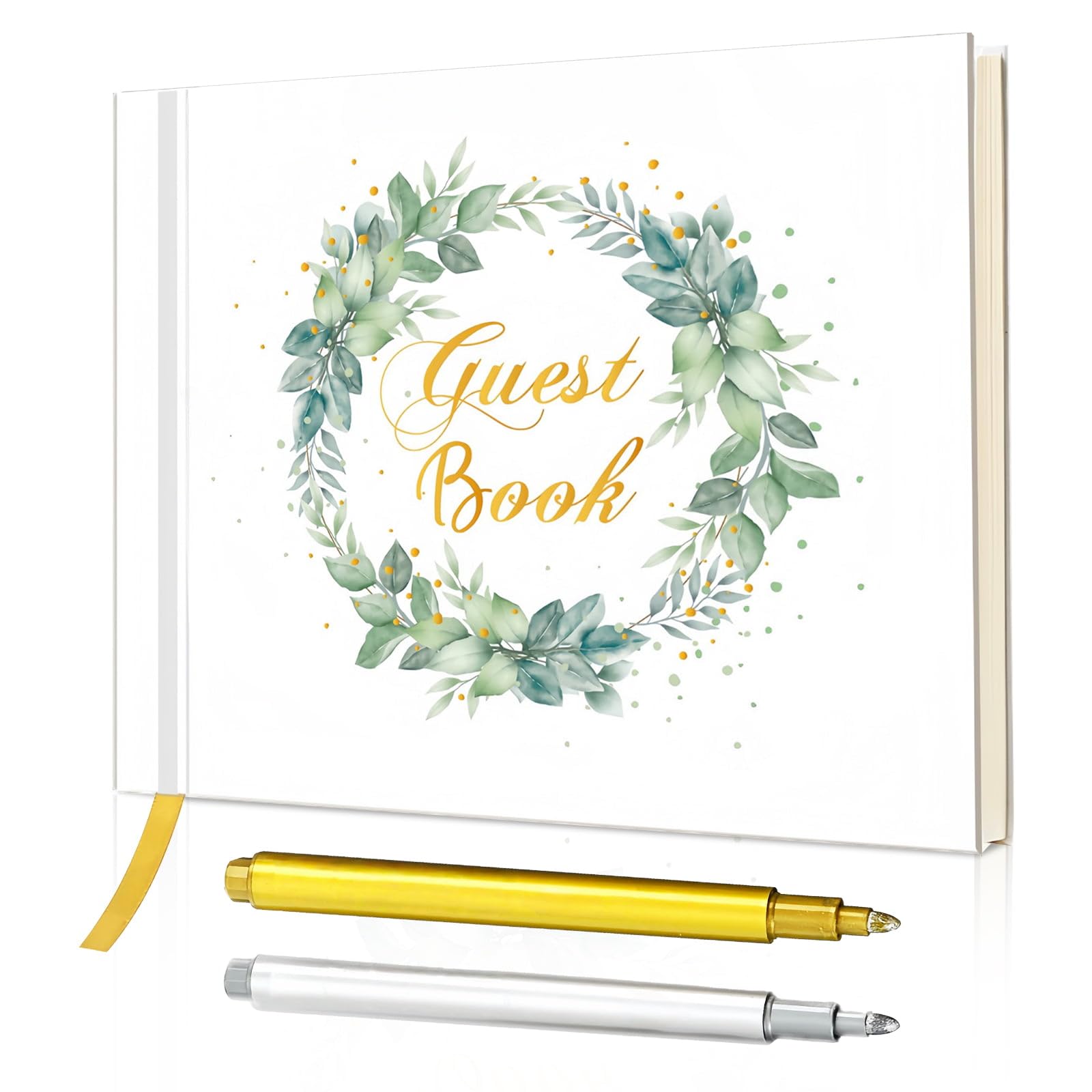 Wedding Guest Book Memory Scrapbook 60 Sheets Large Wedding Book for Guests to Sign Elegant Visitor Book with 2 Pens Hardcover Guestbook for Wedding Christening Birthday Bridal Shower Party