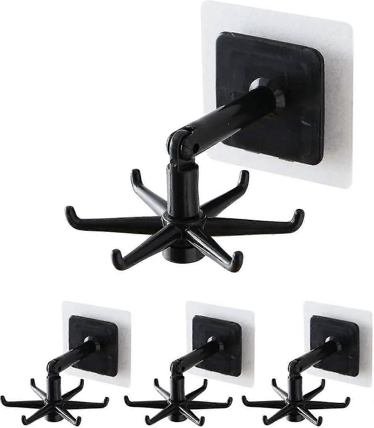 JOYHAPPST Set of 4 360 Rotating Hooks, Rotating Rack, Kit Shelf