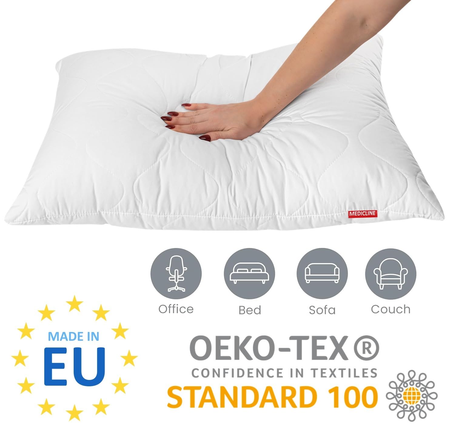 2er-Set Kopfkissen 80 x 80 cm Antiallergisch und Atmungsaktiv Mikrofaser-Kissen für Einzelbett und Doppelbett Weich und Waschbar