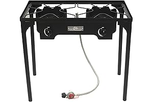 Powerful Propane Stove for Outdoor Adventures: Two Burners with Adjustable Regulator