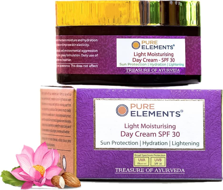 PURE ELEMENTS Light Moisturising Day Cream with SPF 30 | Lightweight Silicon & Chemical Free | All Skin Types 80g