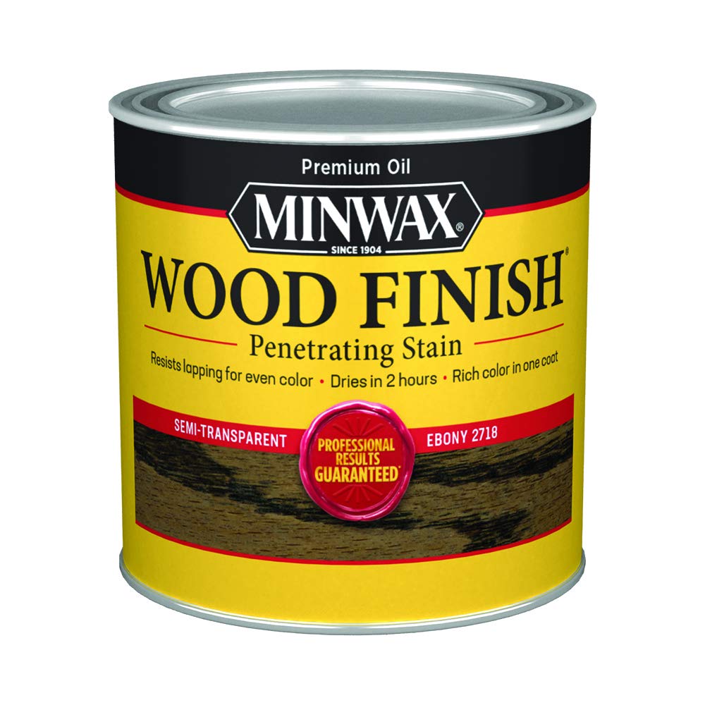 Minwax 227184444 Wood Finish Penetrating Interior Wood Stain, 1/2 pint, Ebony