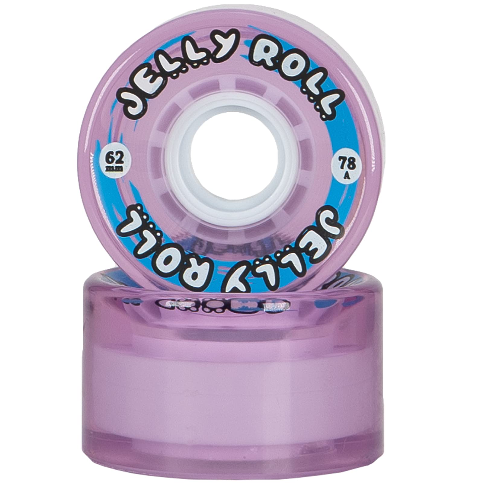 V N L A Backspin Jelly Roll Outdoor Roller Skate Wheels - 62mm 78A Hardness, Transparent Urethane - 8 Pack/Purple