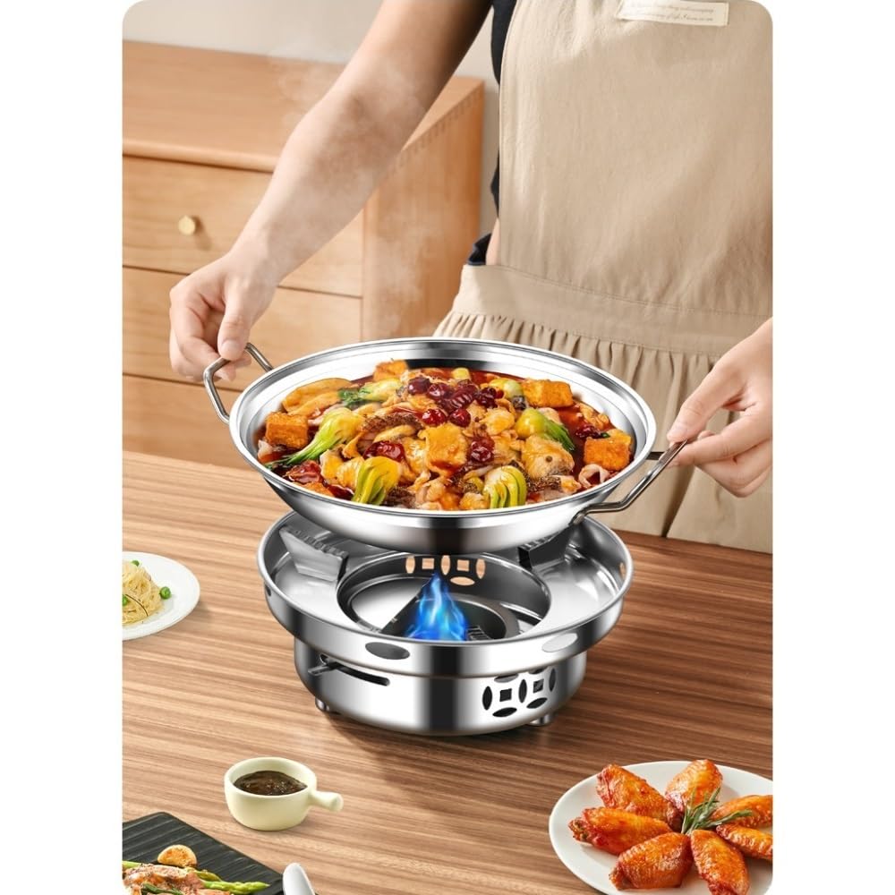 Ogrzewane naczynia w formie bufetu, zestaw chaferów gastronomicznych, okrągłe z serwisem bez pokrywki, podgrzewacze do naczyń, zestawy kelnerów (24 cm)