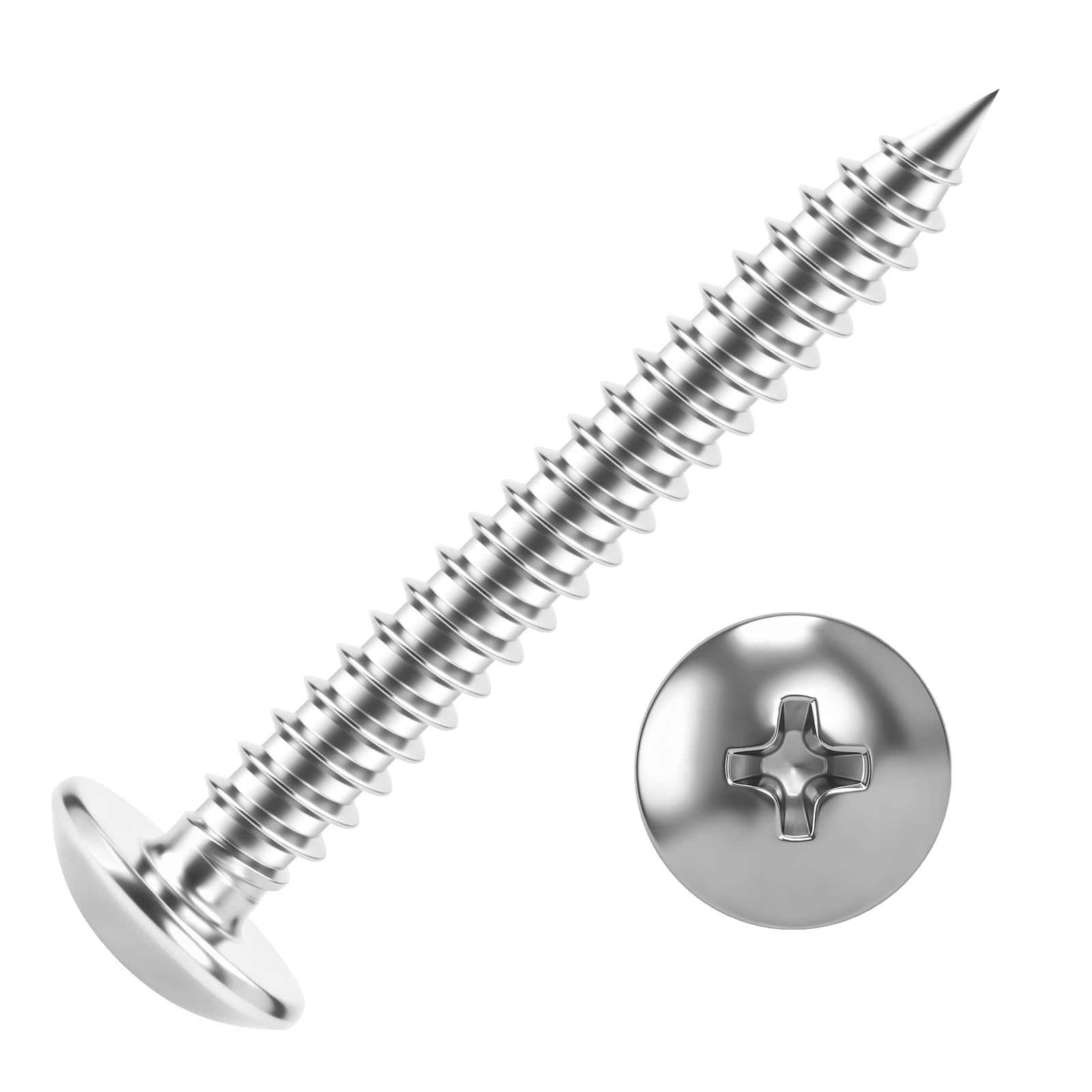 100 tornillos de cabeza de armadura #10 x 1-1/2 pulgadas, tornillos Phillips Drive para madera, acero inoxidable 304 18-8, autorroscantes