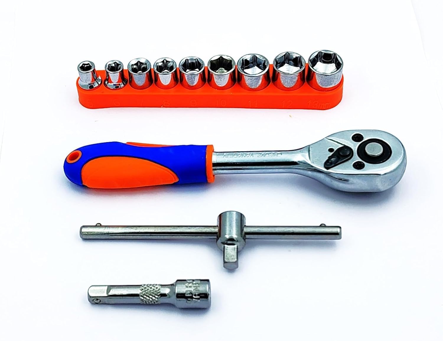 BUYOHLIC 3/8-Inch Drive Extendable Ratchet socket wrench set with 9 Pcs Hex Drive Socket Set 3