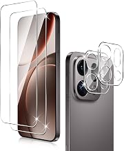 Holilo 2 + 2 Pieces for Oppo Find X9 Pro Tempered Glass + Rear Camera Protector, 9H Hardness Scratch Resistant Tempered Glass Membrane, Clear Camera Protection Film