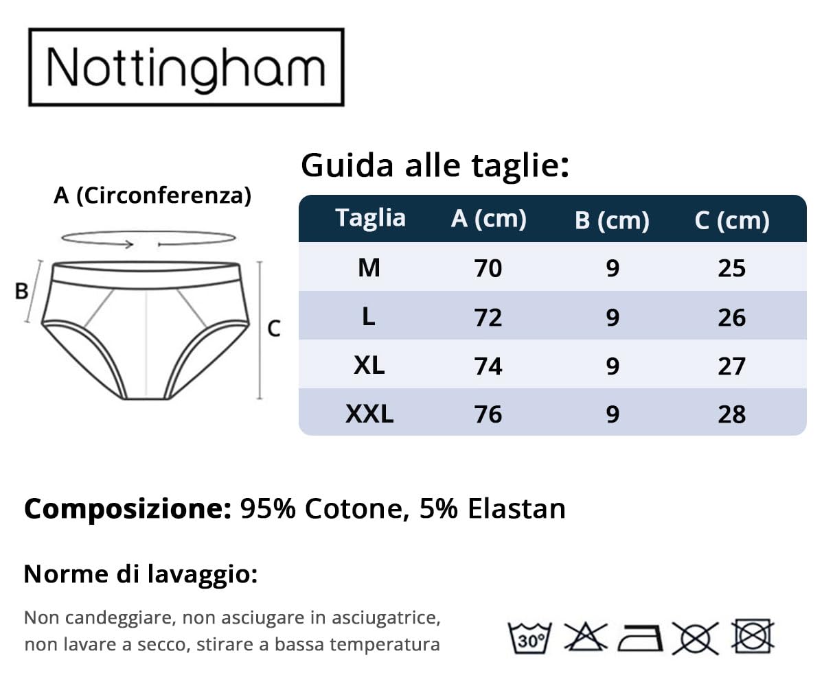 Nottingham Slip Uomo Cotone Elasticizzato Pacco da 12pz, Art. SM80 Assortito XXL
