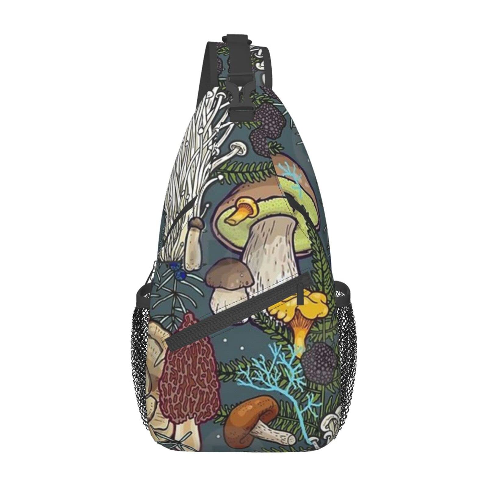 Vbcdgfg Sling Bag, Various Mushrooms print Crossbody Sling Backpack for Casual Shoulder Women And Men