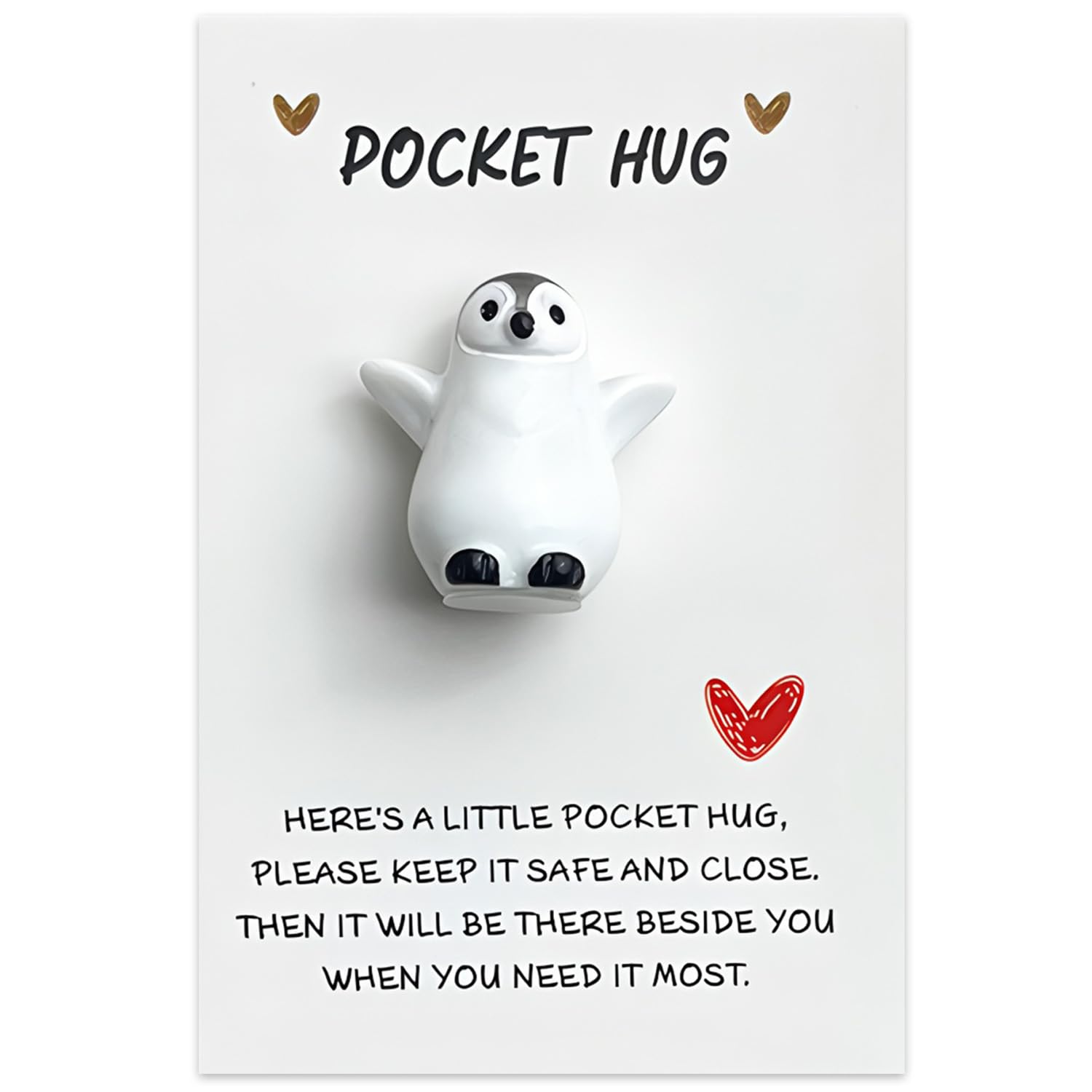 Penguin Gifts,Pocket Penguin,Little Pockets Hug Gift Decorations Cute Mini Penguins Animal Ornaments Present with Positive Card Penguin-Hug Keepsake Accessories Kits for Lovers,Family,Friends,Children