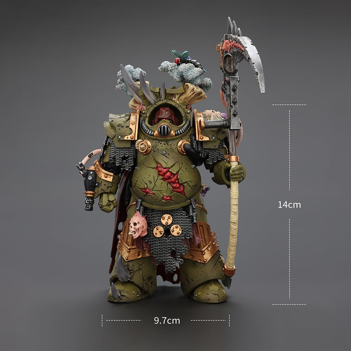 Warhammer 40k Figura de acción 1/18 Death Guard Deathshroud Terminator 1 with Manreaper and Plaguespurter Gauntlet 14 cm