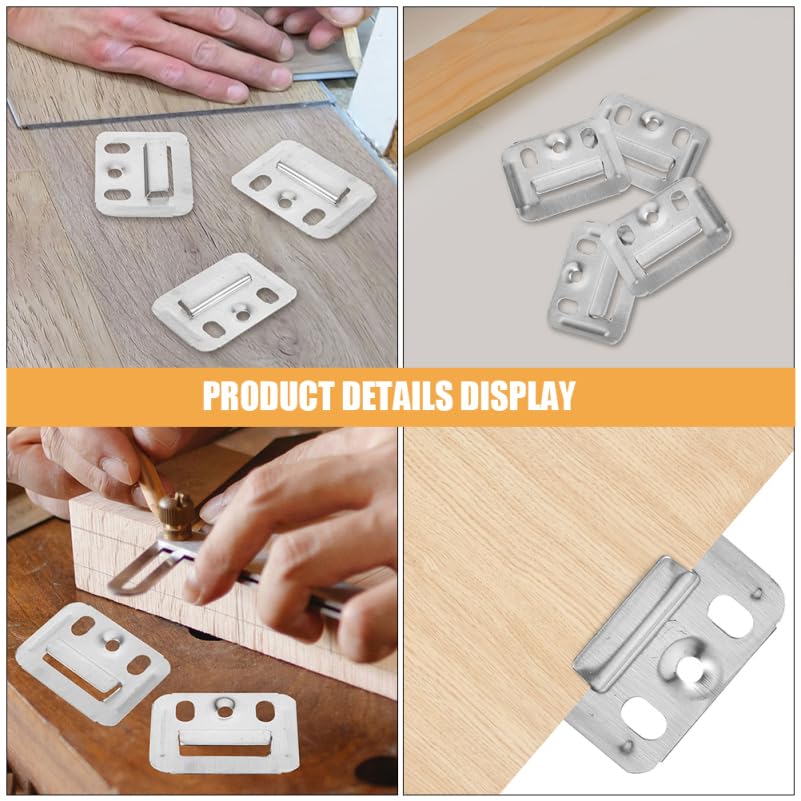 Image of HEMOTON Wall Buckle Interlocking Hanging Bracket Couch Clips Wall Panel Fixings Furniture Fixings Hanger Wall Panel Clips Wall Mounting Clips Stainless Steel Silver Clip (300)