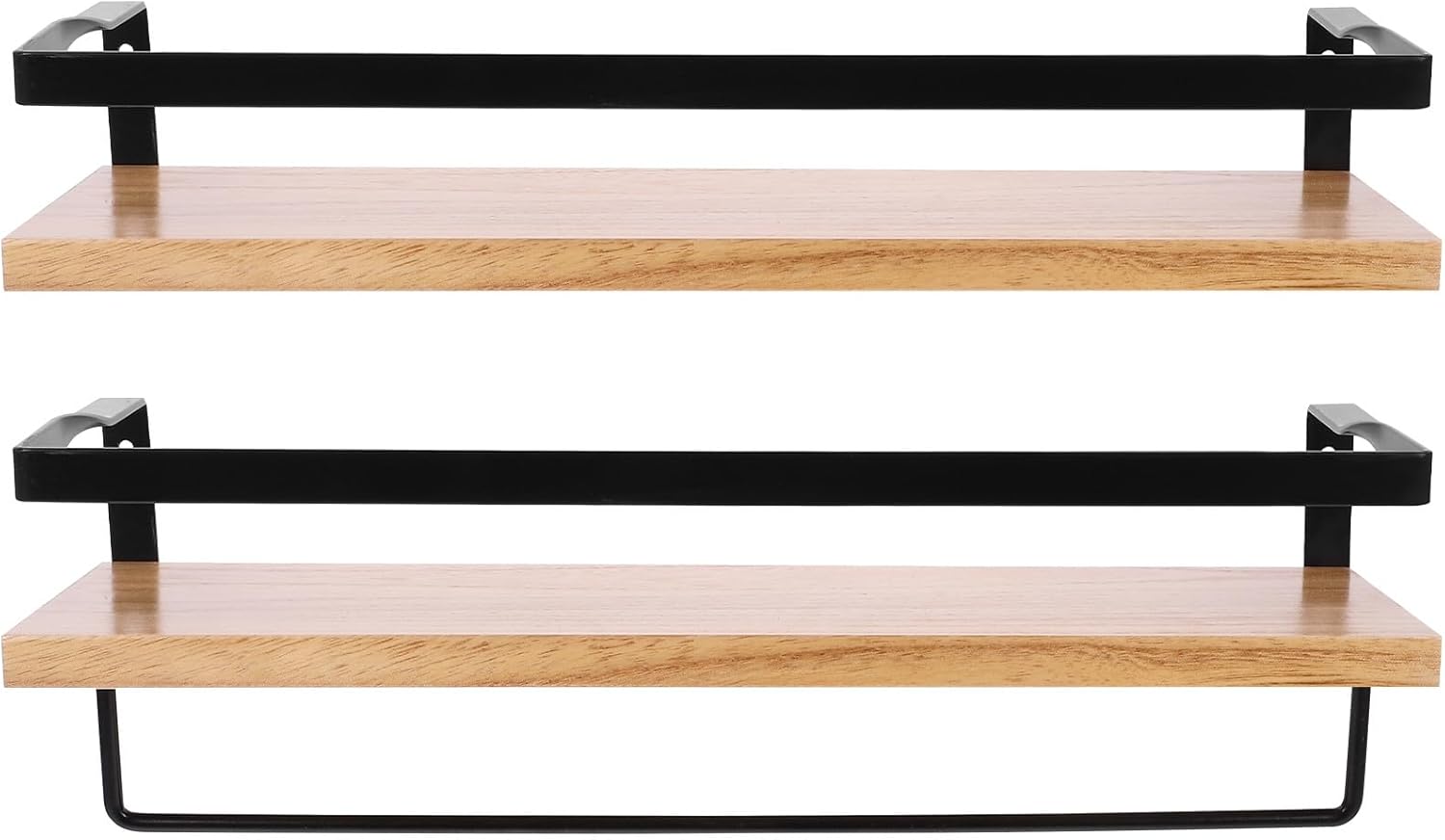 Floating Wall Shelf with Towel Rack, Small Wall Mounted Storage Shelf, Carbonized Paulownia Wood, Bedroom and Bathroom Organizer, Space-Saving Home Décor