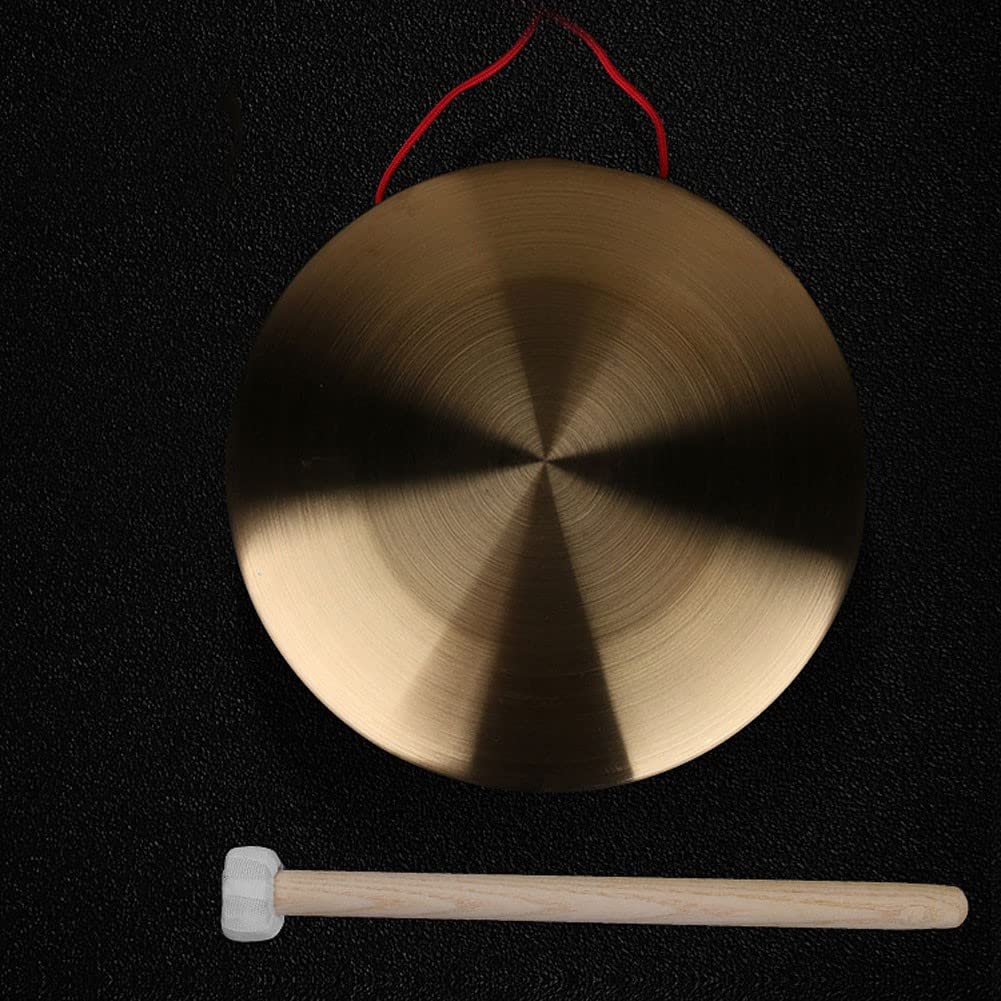 Instrumento Chino, Gong de latón Gong Chino de Bronce Feng Shui Chino Gong de latón, Gong de latón Gong Gong pequeño y Grande Gong de Mano de latón con Redondo(36cm)