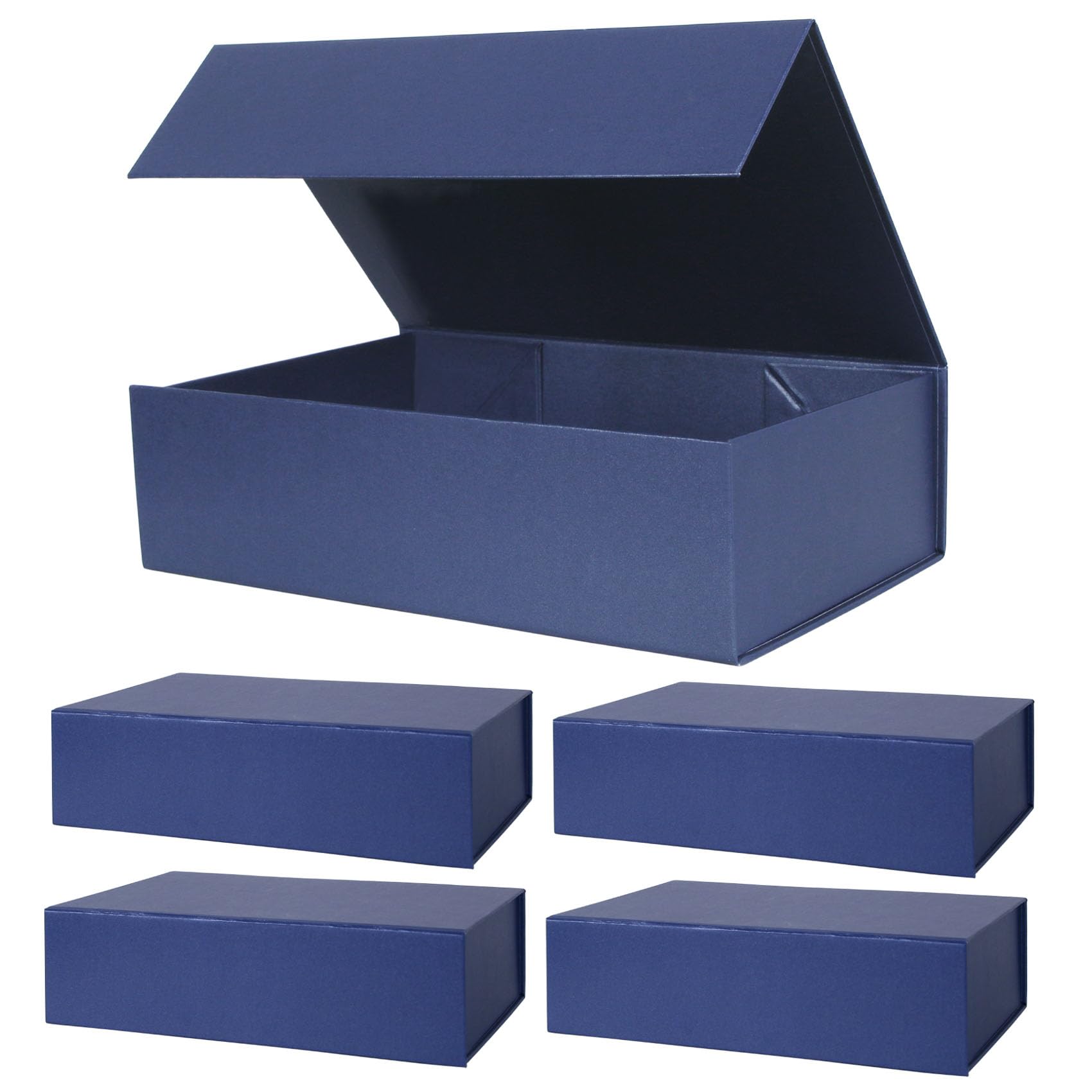 Aimyoo, Dark Blue Magnetic Gift Boxes with Lids, 27 x 18 x 7.5 cm, Medium Rectangular Collapsible Box for Gifts, Set of 5