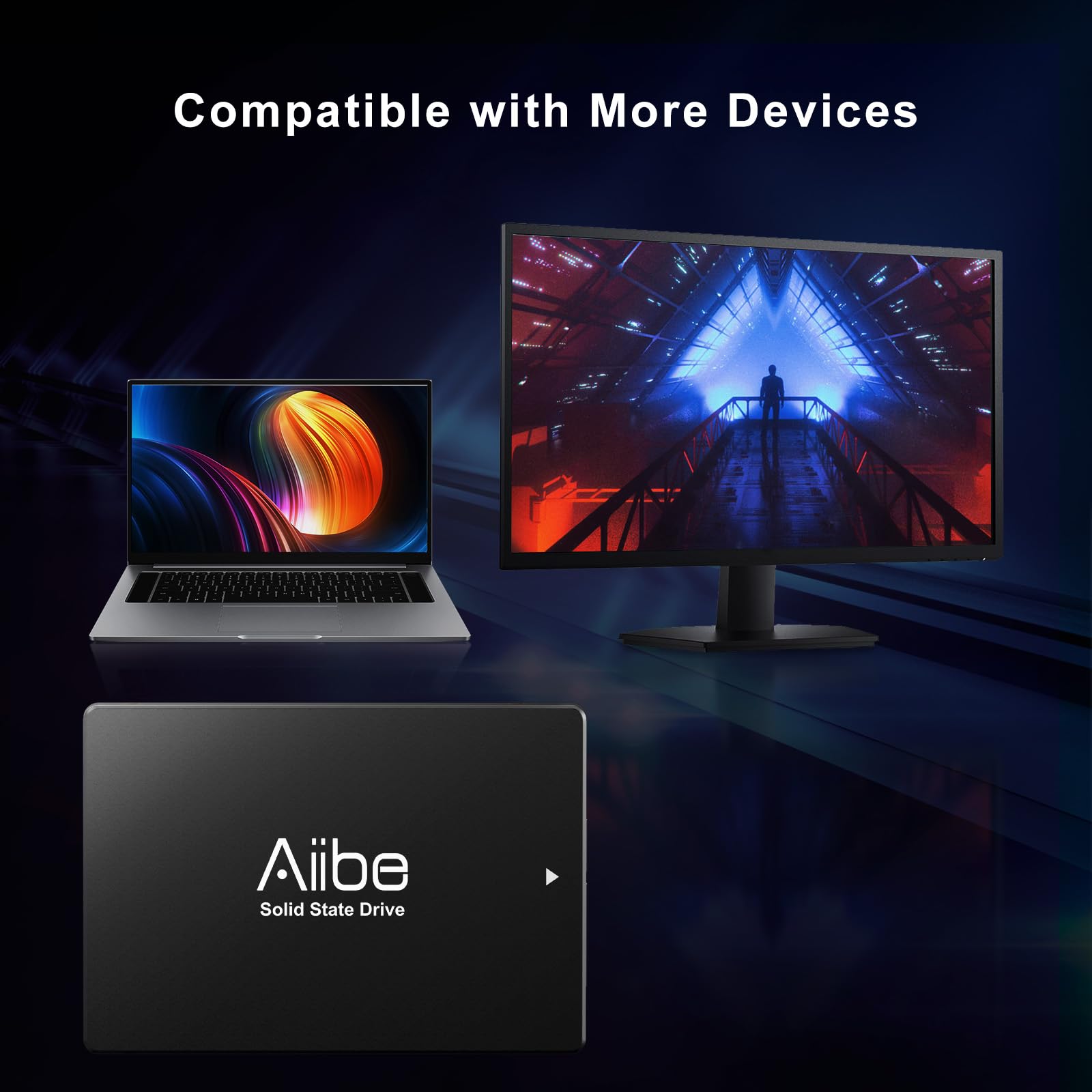 Aiibe Unità SSD interna SATA III da 256 GB, 256 GB, SSD da 2,5", interno fino a 550 MB/s, per computer portatile, colore: nero