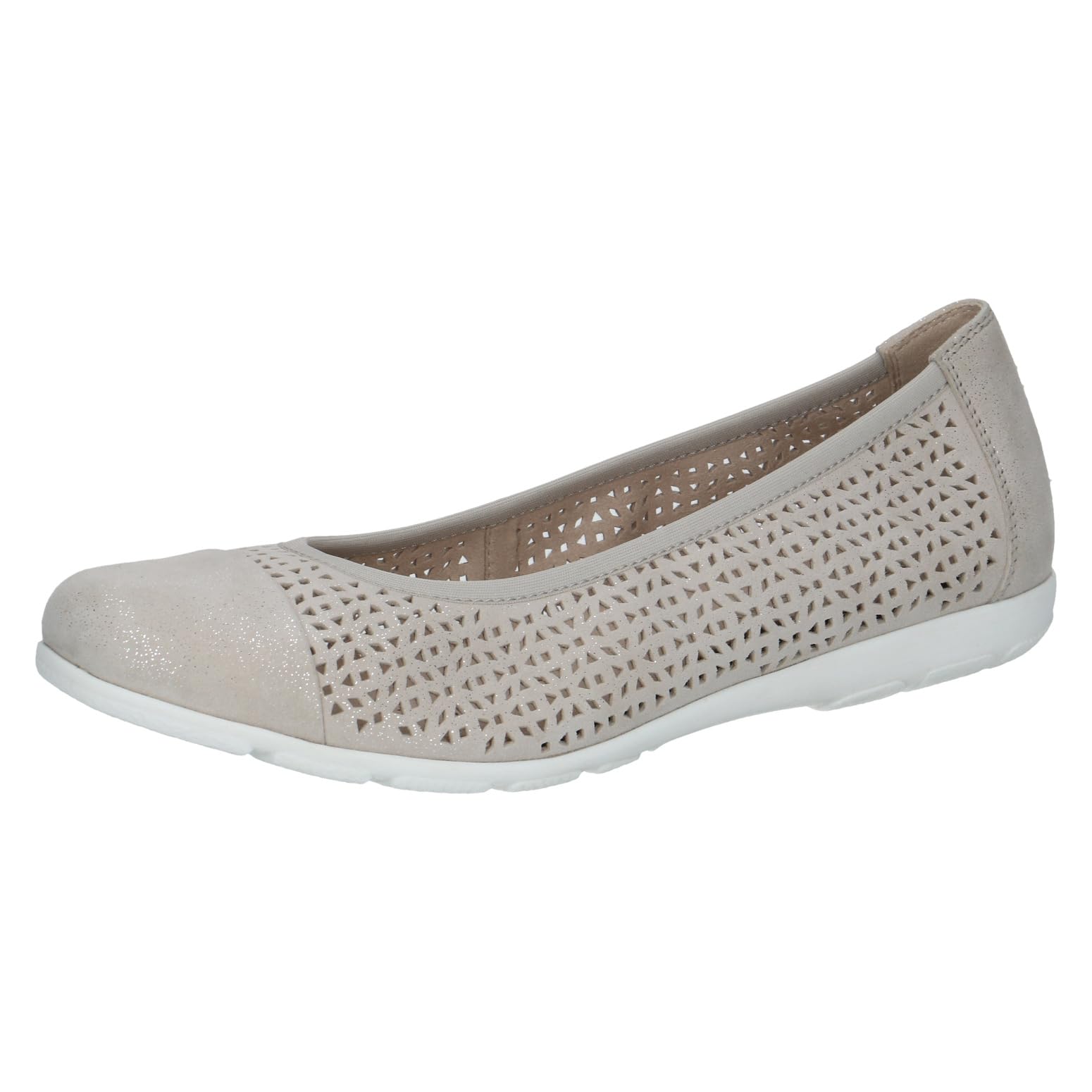 Caprice Women's Ballet Flats in Leather, Gray (LT Grey SPARKL), 7.5 UK