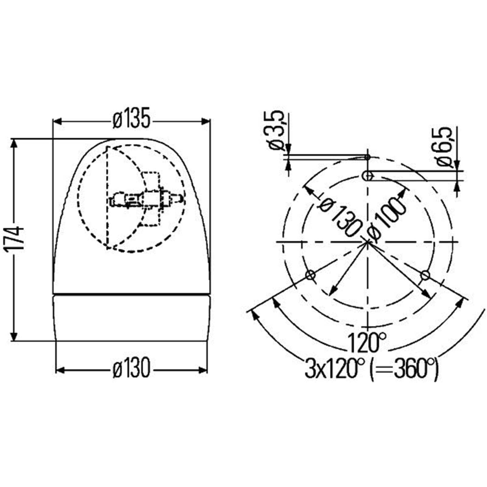 HELLA Halogen Światło ostrzegawcze obrotowe - KL Rotafix - 12V - bursztyn - Oprawa/przykręcany - Wtyczki: Wtyk płaski - Ilość: 1 - 2RL 007 337-001
