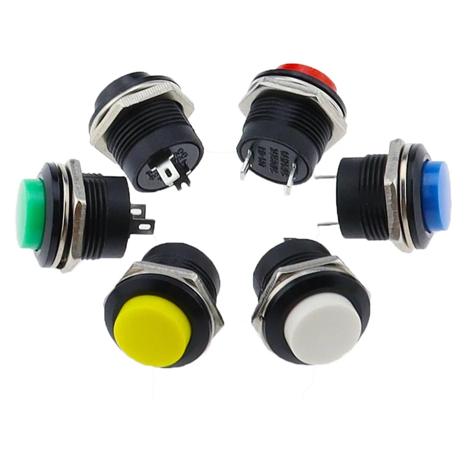 Chwilowy przełącznik przyciskowy 16 mm chwilowy 6A/125VAC 3A/250VAC okrągłe przełączniki R13-507 CZARNY CZERWONY ZIELONY BIAŁY NIEBIESKI ŻÓŁTY (biały)