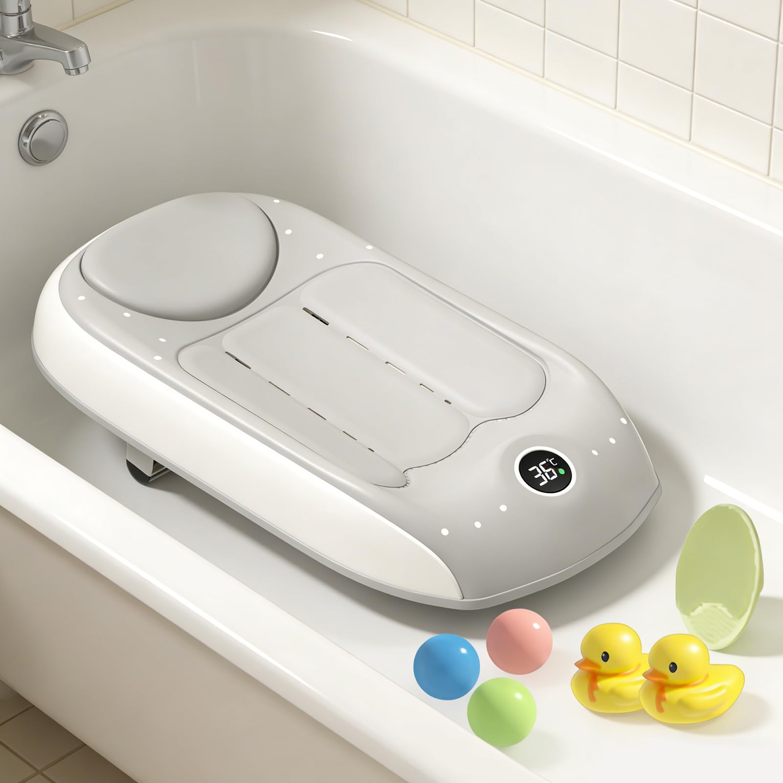 Oparcie do wanny | Ergonomiczny uchwyt prysznicowy z czujnikiem temperatury | Regulowana wysokość pod prysznic - do użytku domowego Podróże Hotel Plaża
