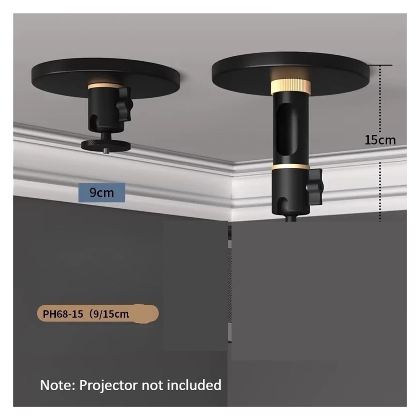 Projector Mount, Projektor-Deckenhalterung mit Verstellbarer Höhe, kompatibel mit Hisense C2 Ultra C3 RS20, 1/4 Zoll Schraube PH68,for Replacement(9-15cm Height)