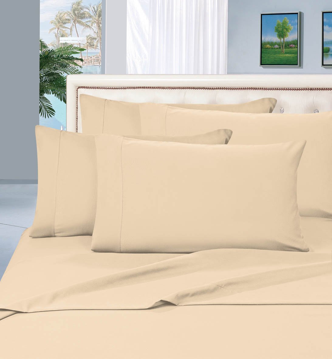 Elegant Linen Store, 1 Wrap Around Bed Skirt, Elastic Dust Ruffles, Easy Fit Wrinkle and Fade Resistant Pattern Solid 100% Egyptian Cotton 650 TC, 18 inch Drop Length, Size Full, Navy Blue,Cotton-image-25