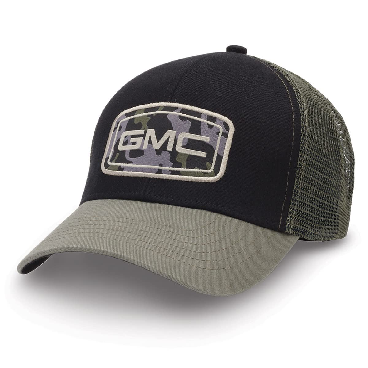 SR1 Performance GMC Camo Patch Cap - Black Twill Hat w/Olive Visor
