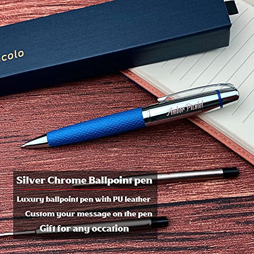 Ancolo-Personalized-Silver-Chrome-Ballpoint-Pen-Stunning-Luxury-Pen-with-PU-Leather-Custom-your-Message-Name-Gift-Set-for-Men-Women-Professional-Executive-Office-Nice-Pens
