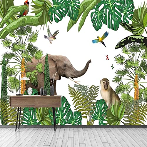 Papier peint autocollant 3D jungle pour mur de salon moderne au-dessus du canapé