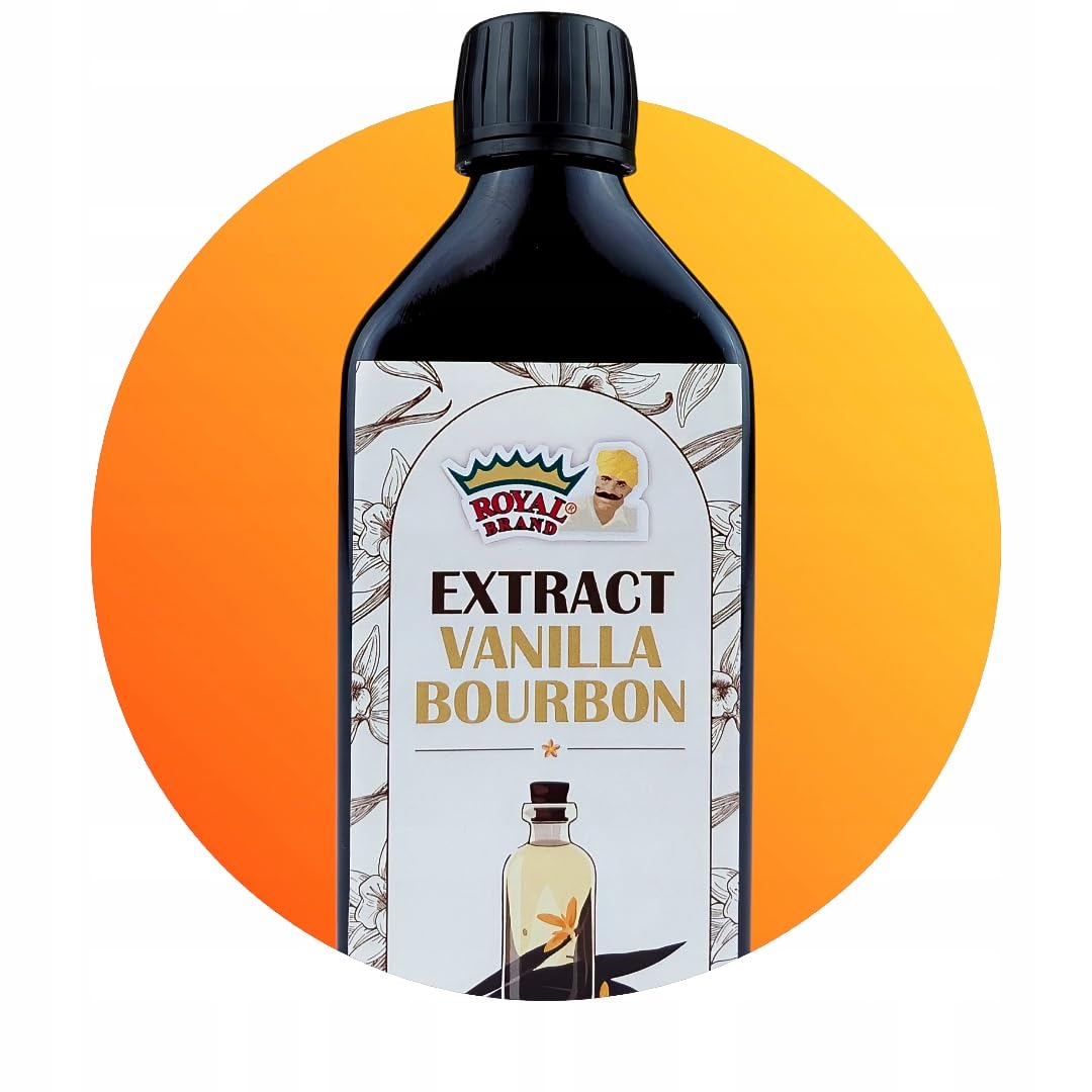 Royal Brand Ekstrakt z wanilii Bourbon, 250 ml, naturalny aromat w szklanej butelce. Ekstrakt z ziaren wanilii Bourbon, 100% naturalny, ekstrakt waniliowy idealny do pieczenia i deserów