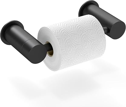 YUMORE Toilet Paper Holder Wall Mounted, Springless Pivoting Bathroom Tissue Holder, Easy One-Hand Reload No Spring Needed, Matte Black Modern Bathroom Hardware Accessories