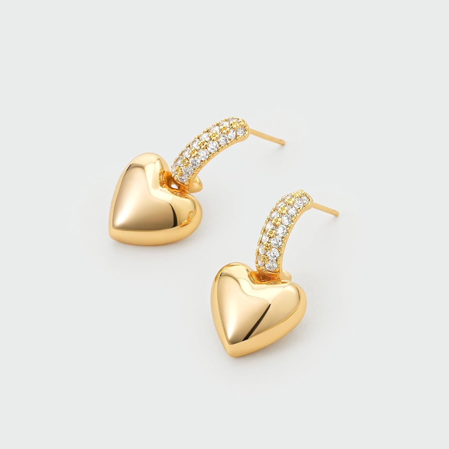 Heart Dangle Hoop Earrings for Women 14K Gold Plated Love Heart Huggies Earrings Hypoallergenic Trendy Minimalist Jewelry - Image 6