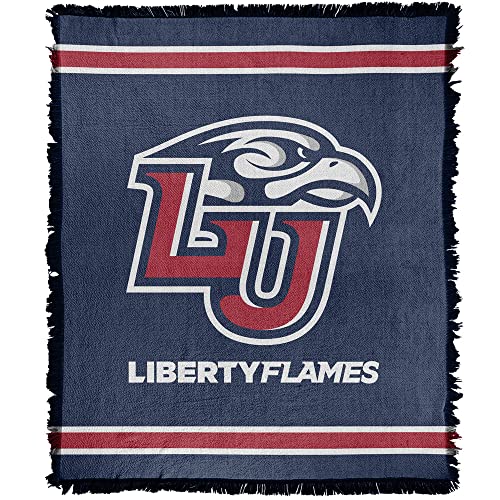 LOGOVISION Liberty University Blanket, 50"x60" Primary Logo Woven Tapestry Cotton Blend Fringed Throw Blanket