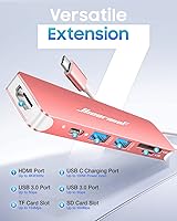 Vista 2 de Hiearcool Hub USB C, Dongle USB-C, Adaptador Múltiple 7EN1 USBC a HDMI Compatible con MacBook Dell Lenovo Asus Thunderbolt 3 Thunderbolt 4 Estación