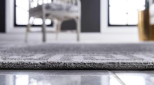 Miniatura 4 de Unique Loom Athens Collection - Alfombra clásica geométrica moderna con diseño de bordes, 2 pies x 6 pies 1 pulgada, grisbeige