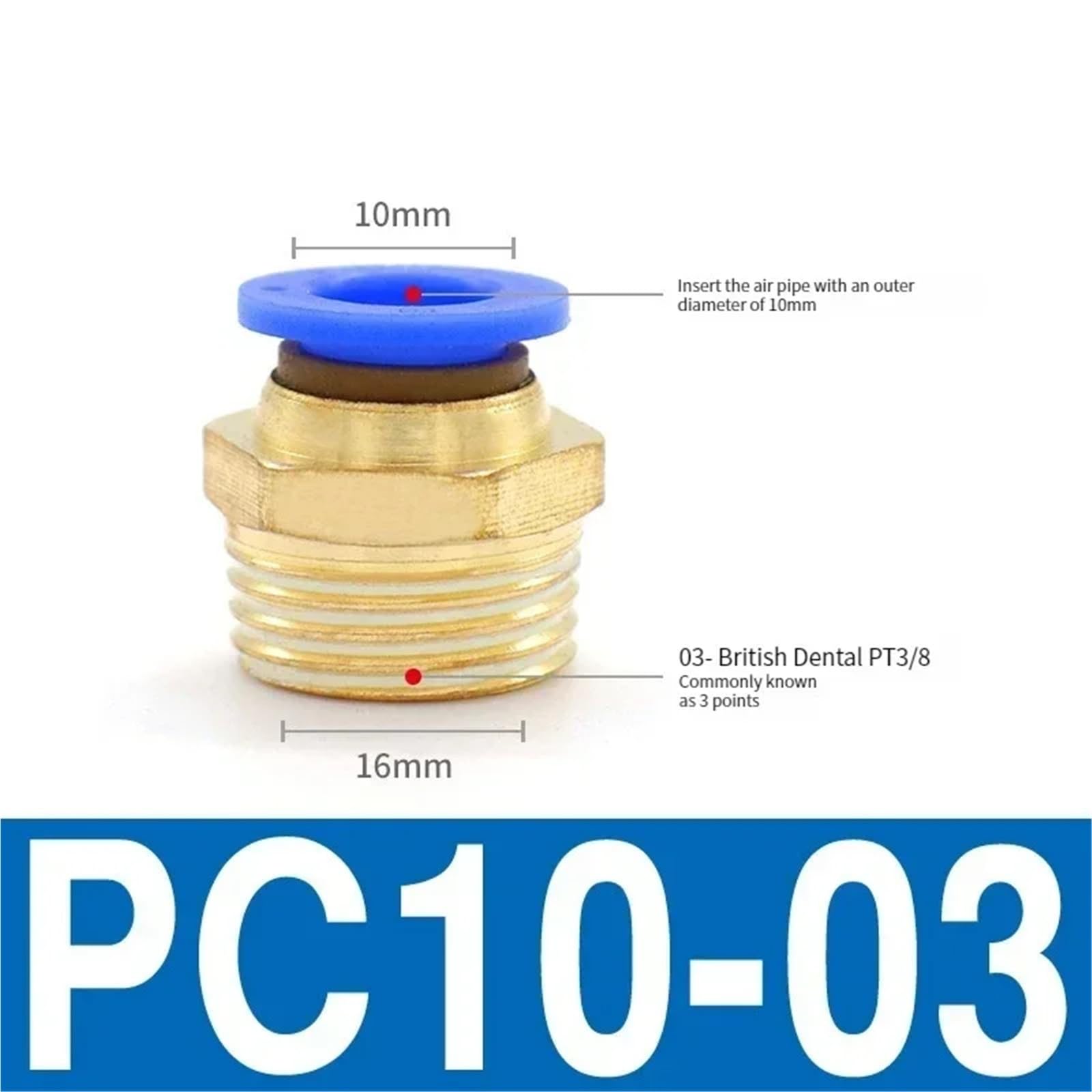 Złącze pneumatyczne PC 4/6/8/10/12mm 1/8 1/4 3/8 1/2 Złączki do węża Komponenty 1 szt. (Pc10-03)