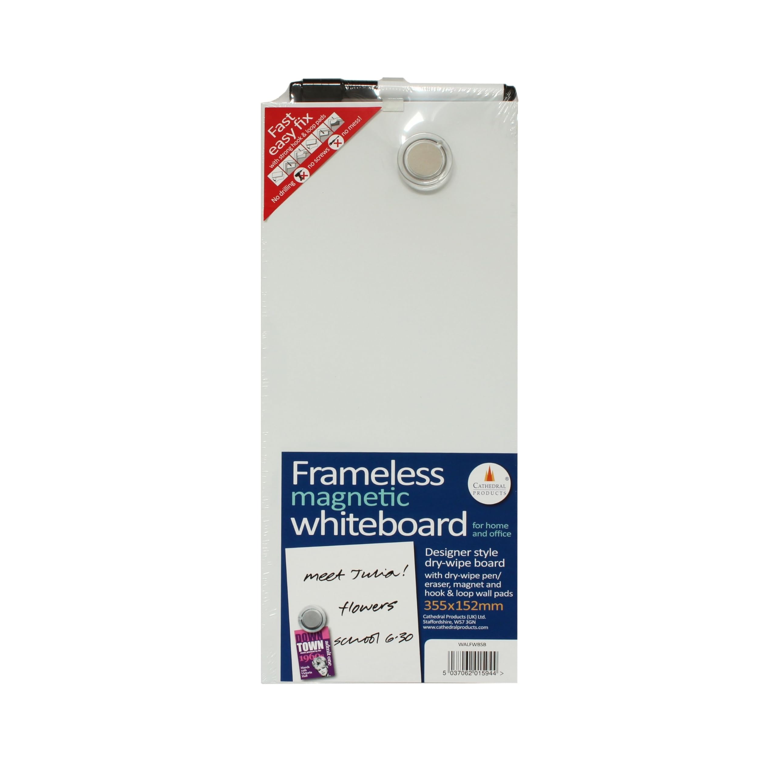 Cathedral Frameless Whiteboard, Small, 152X355mm