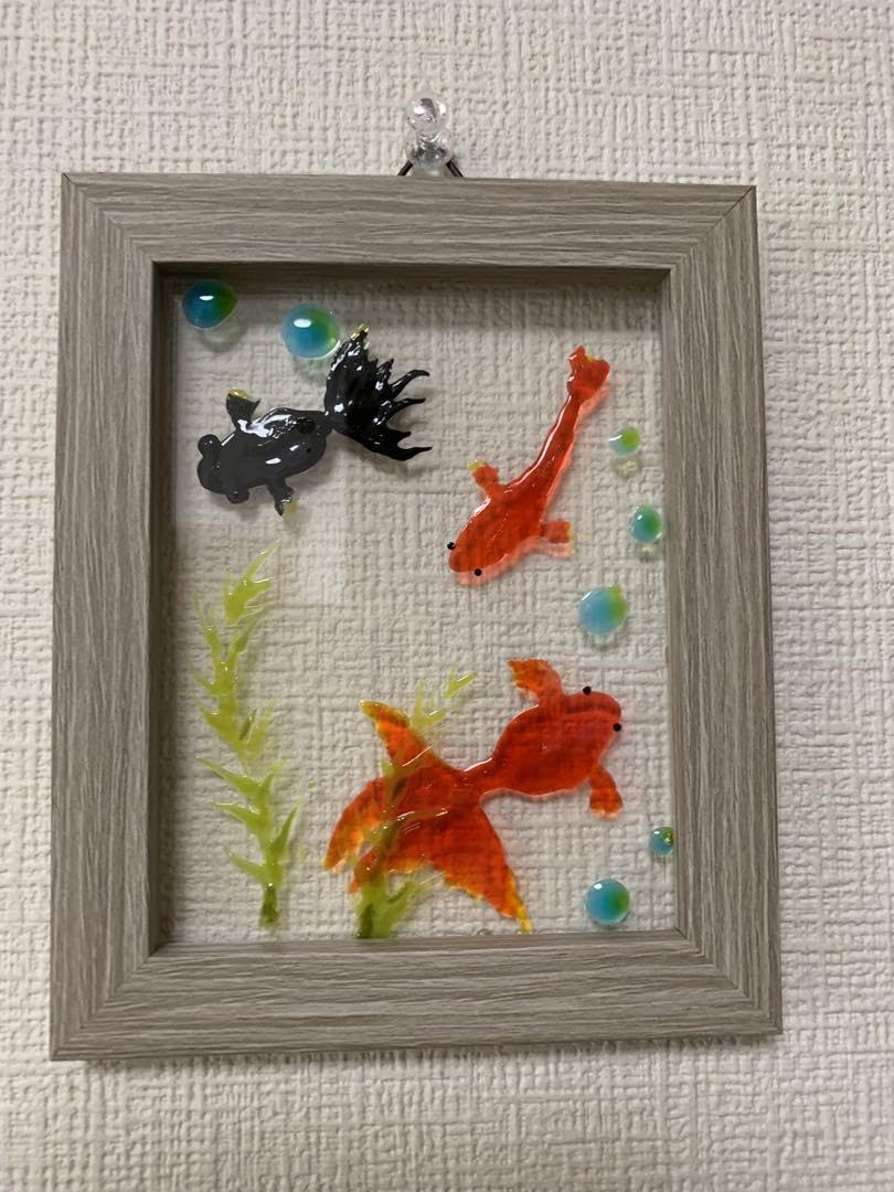 Amazon.co.jp: 金魚No.2 夏 オブジェ ガラス絵の具アート 