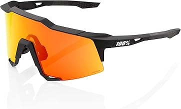100% Speedcraft Sunglasses - Eyewear for Dirt Bikes, Motocross, Motorcycle, & Bike Sports (Soft Tact Black -Hiper Red Multilayer Mirror Lens)