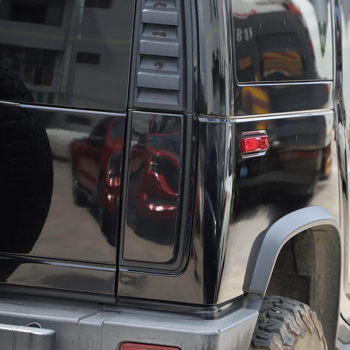ABS Car Rear Lamp Smoked Tinted Tail Light Cover Compatible for Hummer H2 2003 2004 2005 2006 2007 2008 2009, SSmoked Blackout Tail Light Covers Lamp Protection for H2 Accessories (for SUV Version)