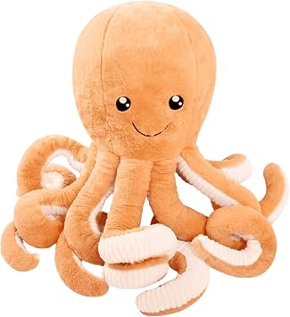 DENTRUN Octopus Plush Toy, Cute Stuffed Animal in 5 Colors 4 Sizes for Gift | 7/16/24/32 inch sizes, 5 vibrant colors, soft plush sea animal, giant gift for all ages, birthday/Xmas/Halloween