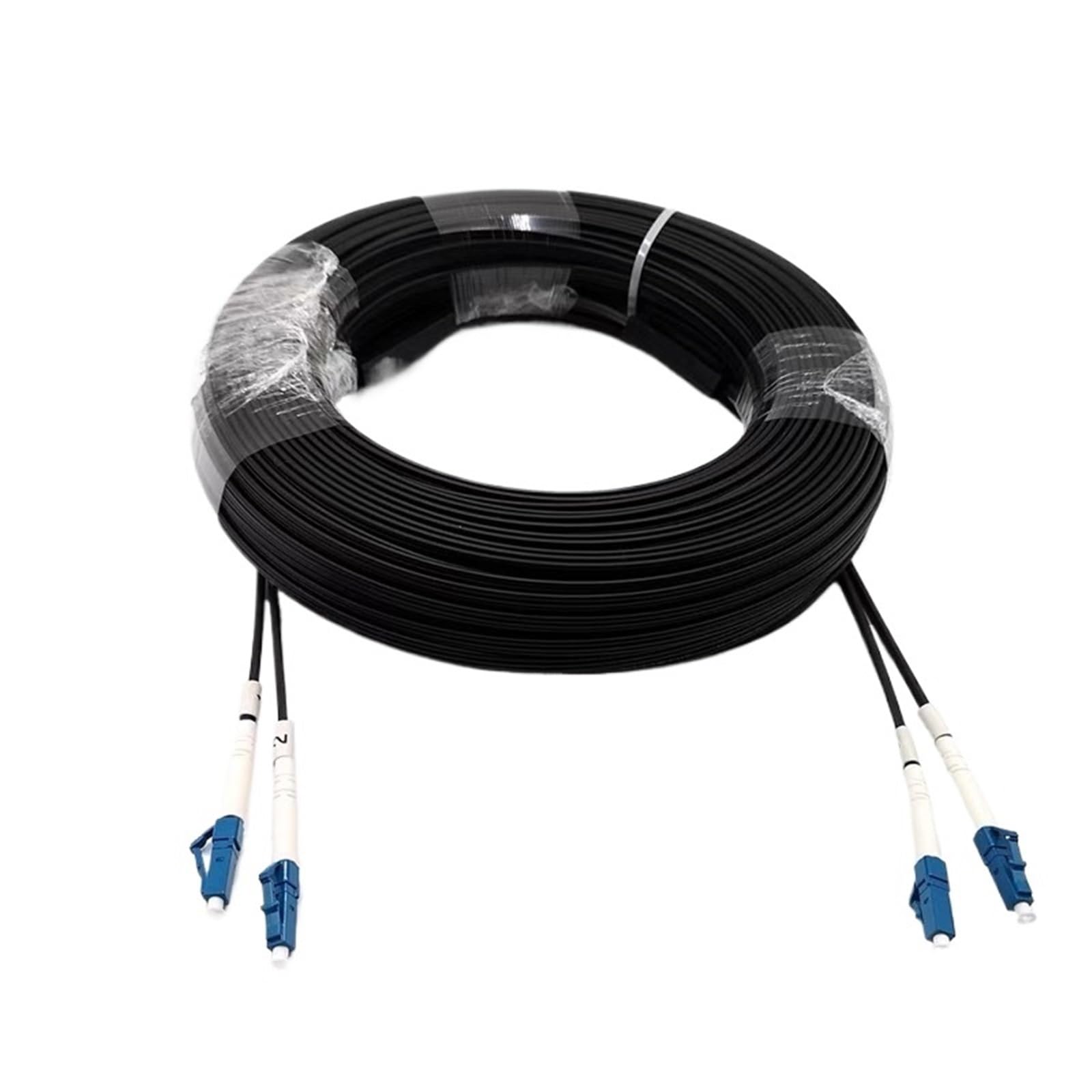 Cavo in fibra ottica FTTH Drop G652D monomodale LC-LC da 10 m a 500 m, 2 core e 2 acciai, for interni, cavo jumper da 100 m a 150 m(100m white)