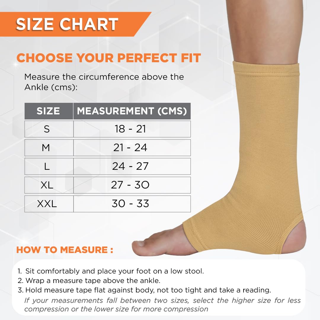 Vissco Anklet, Ankle Support for Injured Ankles, Arthritic Pain, Swelling, Stiff Joints, Pain Reliever for Strained or Sprained Ankles - Small (Beige) - Image 6 thumbnail